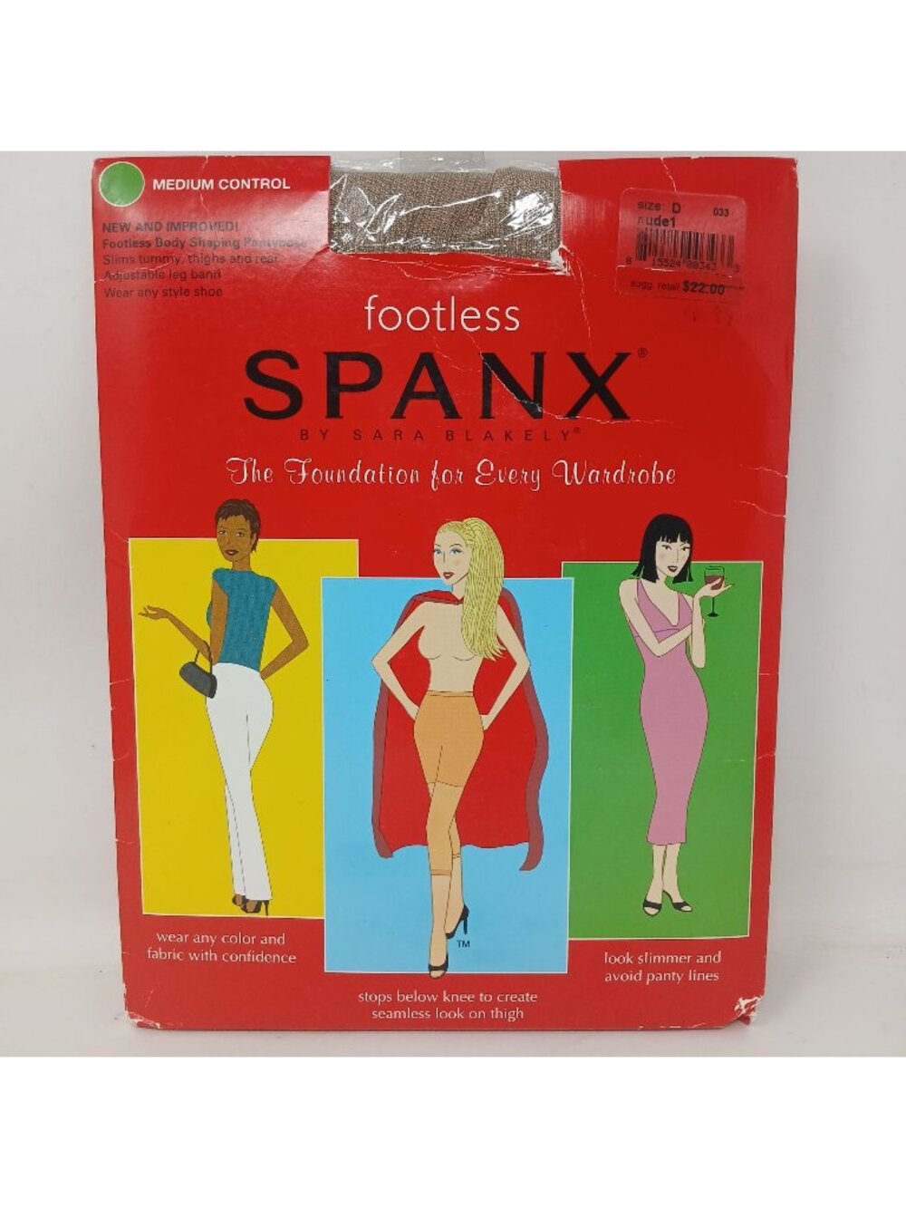 Footless Spanx Body Shaping Pantyhose Size D Medium Control Nude #D-19